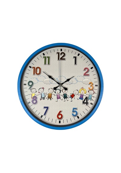 36 Cm Mavi Çocuk Odası Duvar Saati Çocuk Odası Renkli Rakamlı 57454065