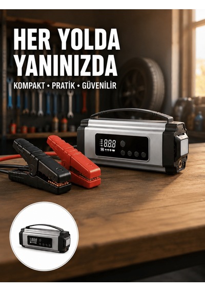 Acil Durumlar İçin Çok Fonksiyonlu Araç Akü Takviyesi Hava Kompresörü Ve Güç Kaynağı Yeni Nesil Aklby-bsva58 Standart
