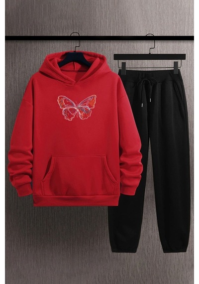 Uyguntarz Unisex Butterfly Eşofman Takımı Kırmızı