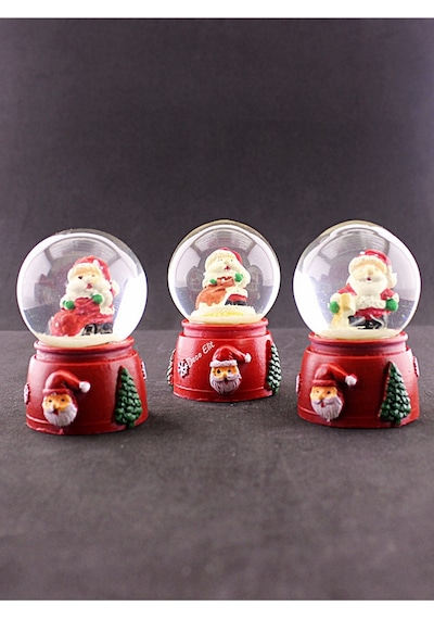 3 Adet Noel Baba Temalı Karışık Mini Boy Işıklı Kar Küresi