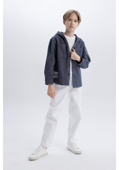 DeFacto Erkek Çocuk Oversize Geniş Kalıp Kapüşonlu Gabardin Uzun Kollu Gömlek D3194A825SPAR153 DeFacto Erkek Çocuk Oversize Geniş Kalıp Kapüşonlu Gabardin Uzun Kollu Gömlek D3194A825SPAR153