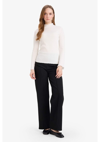 Defacto Slim Fit Dar Kesim Fitilli Kaşkorse Uzun Kollu Tunik F7136ax26sper105 Ekru-er105