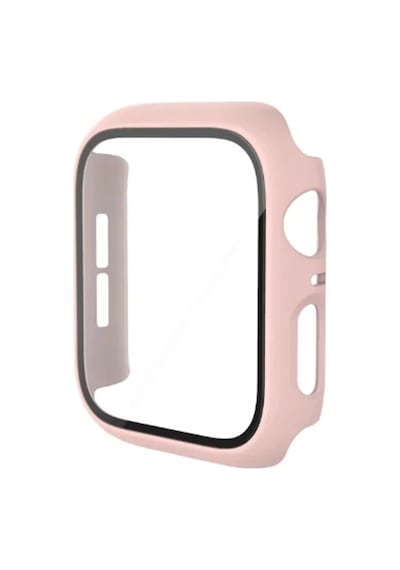 Newface Apple Watch 44mm Camlı Kasa Ekran Koruyucu - Pembe