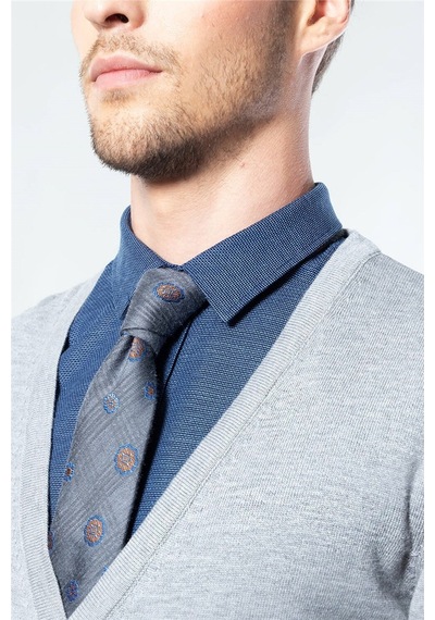 Tudors Slim Fit Dar Kesim Düğmeli Düz Pamuk Erkek Hırka-15253 Gri