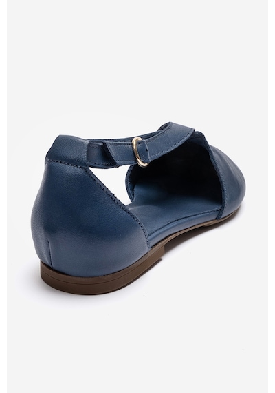 Luvishoes Fable Lacivert Cilt Hakiki Deri Yanları Açık Kadın Babet Ayakkabı