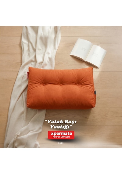 Yatak Başı Yastığı Sırt ve Bel Destek Yastığı 120 CM Yaslanma ve Dinlenme Yastığı Turuncu