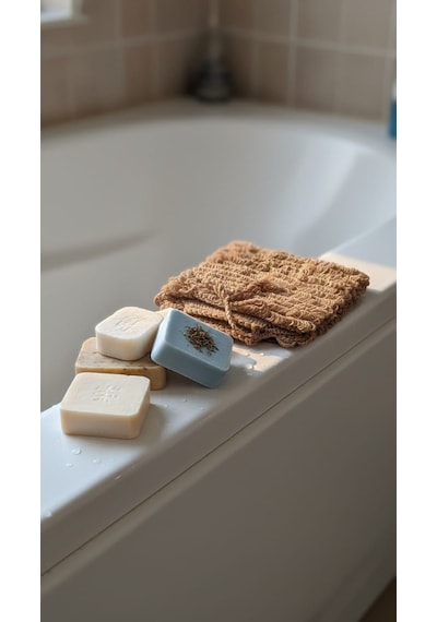 El Yapımı Sütlü Kahve Rengi Püsküllü Orlon Eldiven Banyo Lifi