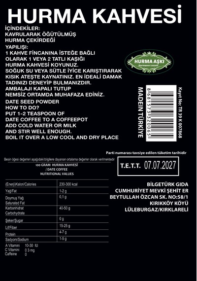 Hurma Aşkı Hurma Kahvesi 3 x 100 G