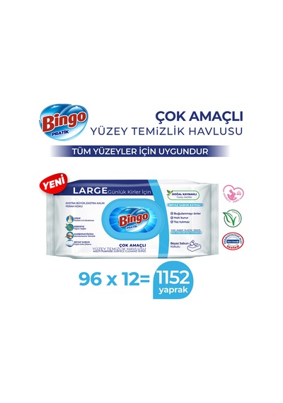 Yüzey Temizlik Havlusu Large Beyaz Sabun 96x12 1152 Yaprak Diğer