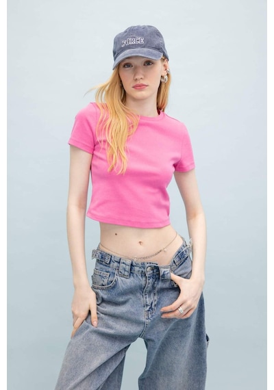 DeFacto Coool Fitted Ribana Basic Düz Kısa Kollu Tişört T9631AZ24SMPN613 DeFacto Coool Fitted Ribana Basic Düz Kısa Kollu Tişört T9631AZ24SMPN613