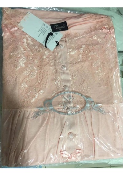 Bone Club Bone 4320 Kısa Kol Pamuk Kadın Lohusa Emzirme Pijama Takımı Somon