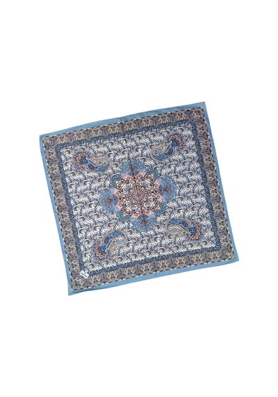 Mim Eşarp Prime Pamuk Etnik Desenli Eşarp 90x90 Cm İndigo - Beyaz