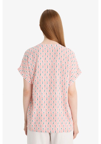 Defacto Regular Fit Apaş Yaka Desenli Kısa Kollu Gömlek I6173az25smpn70 Pembe