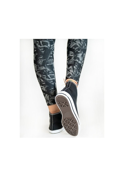 Unisex Keten Spor Ayakkabı Siyah Beyaz Siyah