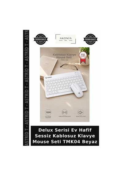 Delux Serisi Ev Hafif Sessiz Kablosuz Klavye Mouse Seti Tmk04 Beyaz Diğer