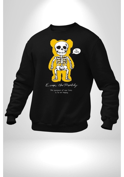 Mutlu Ol Unisex Siyah Sweatshirt Siyah