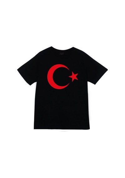 Stoned&Fame Unisex Siyah Ay Yıldız Baskılı Büyük Beden T-shirt SIYAH