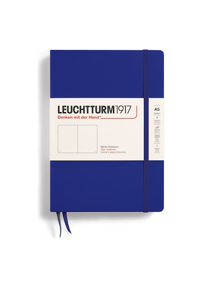 Leuchtturm1917 Not Defteri Orta Boy A5 , Sert Kapak, 251 Numaralandırılmış Sayfa, Mürekkep Ink - Düz Lacivert
