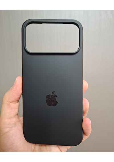 Apple Uyumlu iPhone 17 Pro Max Logolu İçi Kadife Silikon Lansman Kılıf Siyah