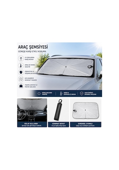 Arvale Katlanabilir Araç Ön Cam Güneşlik Şemsiyesi Uv Korumalı 06686702
