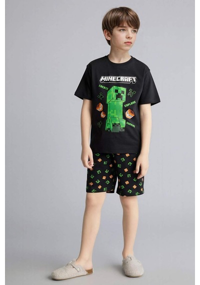 Defacto Minecraft Regular Fıt 2li Pijama Takımı Erkek Çocuk H0371a826smbk81 Siyah-bk81