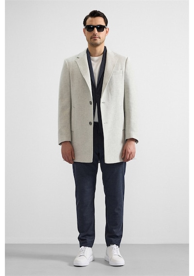 Süvari Gri Slim Mono Yaka Cepsiz Kaban Kb2010100321-s05 Gri