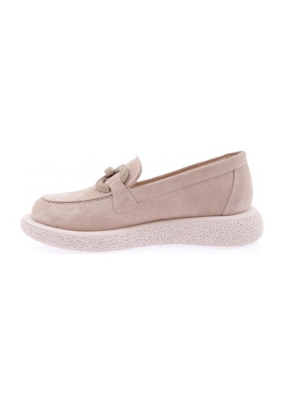 Dgn 1504 Kadin Aksesuarli Loafer Ayakkabi 1504-1589-R0186 Bej Süet