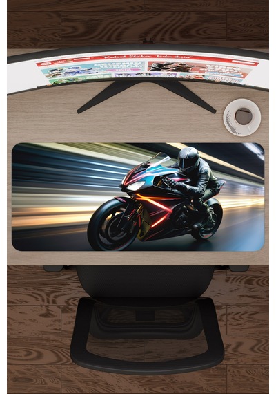 Motorsiklet Kaymaz Dikişli Kauçuk Oyuncu Mousepad V2 - 70x30 Xl Gaming Mouse Pad Fare Altlığı