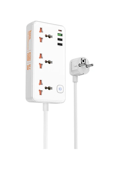Hoco Ac8a 2500w 3 Priz + 3 Usb + 30w Type-c Multifonksiyonel Priz Çoğaltıcı Şarj Aleti- 5775