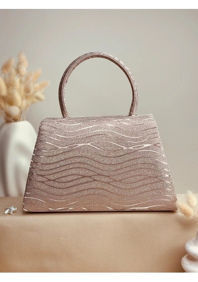 Elora Atelier Elora Liora Dalga Desenli Pudra Rose Gold Simli Çanta Çok Renkli