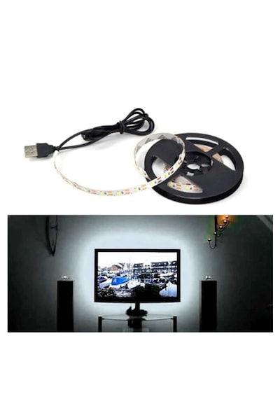 65 İnç 165 Ekran Beyaz Renk Tv Arkası 5 V Usb Li Şerit Led