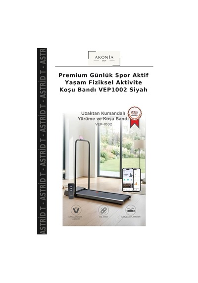 Premium Günlük Spor Aktif Yaşam Fiziksel Aktivite Koşu Bandı Vep1002 Siyah