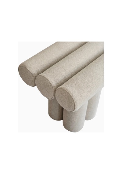 101 Copenhagen Hiro Keten, Minimalist Dekoratif Tasarım Bench Dikdörtgen Puflar Bej