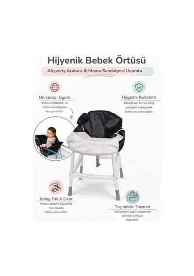 Universal Hijyenik Bebek Örtüsü - Alışveriş Arabası Ve Mama Sandalyesi Koruyucu