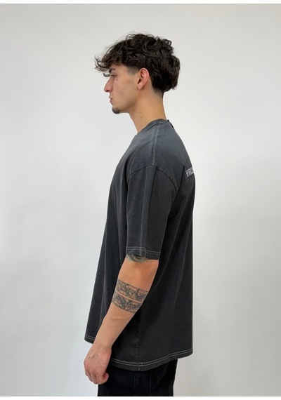 Zaee Studio Line Oversize Yıkamalı Tişört Antrasit