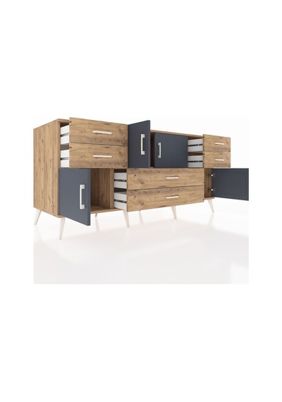 Kronos Konsol Tek Raflı 6 Çekmeceli 4 Kapaklı 176x59x83 Çam-antrasit/çam Antrasit/çam Kronos Konsol Tek Raflı 6 Çekmeceli 4 Kapaklı 176x59x83 Çam-antrasit/çam Antrasit/çam