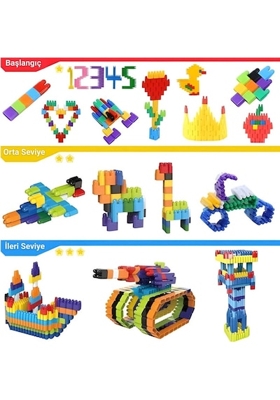Yaratıcı Modüler Yapı Blokları Tak Çıkar Eğitici Oyuncak 300 Parça 3+ Yaş
