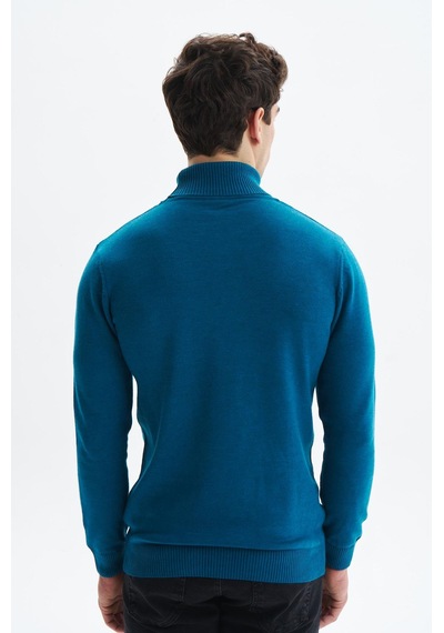 AR-MA Arma Erkek Slim Fit Likralı Akrilik Kumaş Boğazlı Yaka Triko Kazak K0kro0862 Mavi