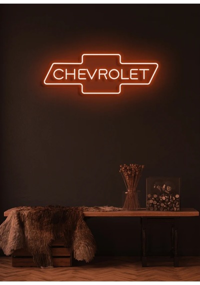 Rent A Carlara Özel Chevrolet Yazılı Neon Tabela Turuncu