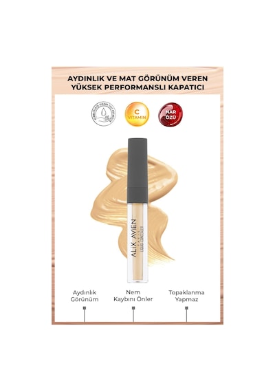 Alix Avien Aydınlık Görünüm Sağlayan Yoğun Likit Göz Altı Kapatıcısı Liquid Concealer 107 Warm Desert