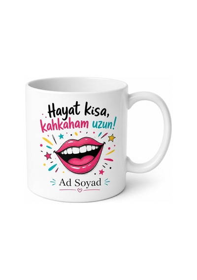 Çok Gülen Arkadaşa Kahkaha Kraliçesi Neşe Saçan Hediye Kupa Bardak Beyaz / Çok Renkli