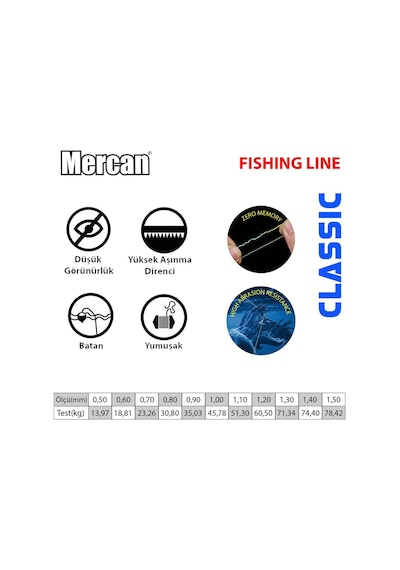 Mercan Classıc 1000 M. Yeşil Çile Misina