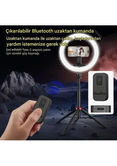 Xiaomi 17 Pro Uyumlu Selfie Çubuğu Taşınabilir 210 Cm Tripod Selfie Işığı