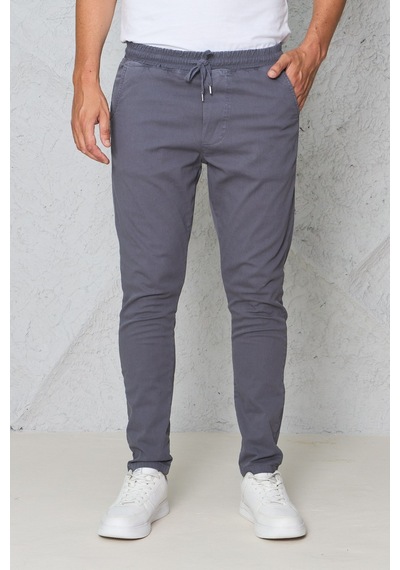 Blayn Jeans Erkek Krem Jogger Pantolon Rahat Kesim, Bağcıklı, Mevsimlik Günlük Kullanım Gri