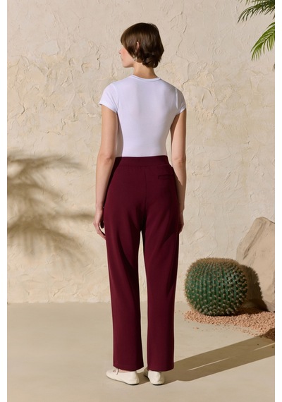Aker Bordo Beli Lastikli Pijama Altı Bordo Bordo