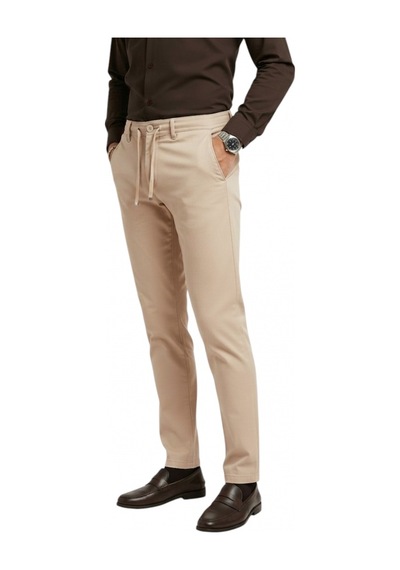 Deepsea Erkek Camel Esnek Kumaş Slim Fit Beli Lastikli Günlük Spor Pantolon 2601070