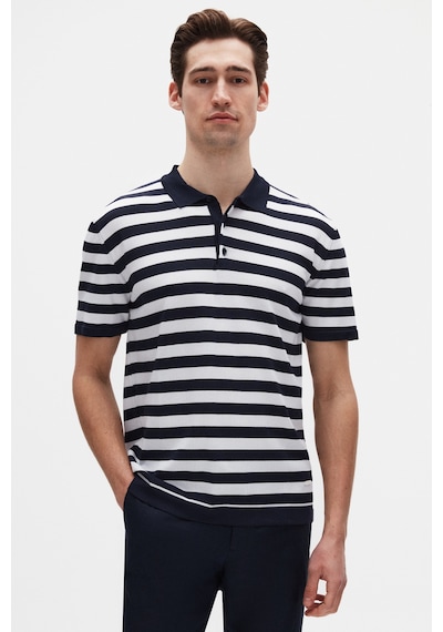 D's Damat Ds Damat Regular Fit Lacivert Çizgili Yazlık Rayon Triko T-shirt 4hc060112010m 101