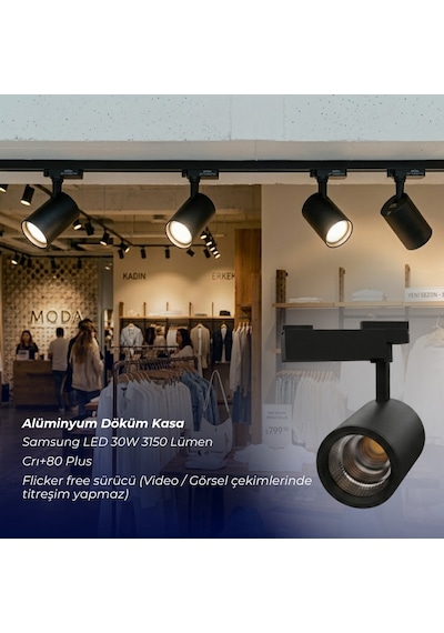 Arge Led Samsung Çipli 40w Siyah Kasa Monofaze Ray Spot 2700k