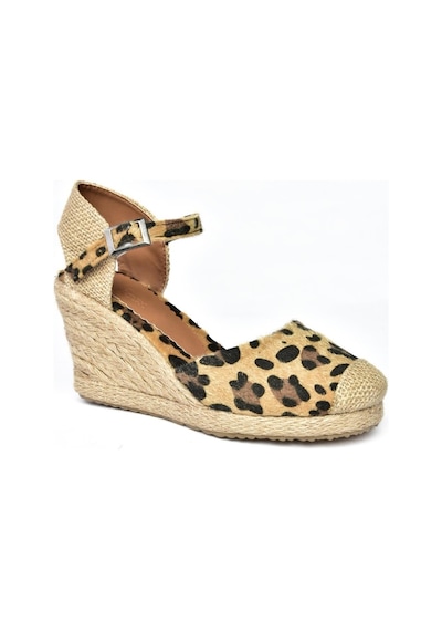 Fox Shoes P241612017 Leopar Hasır Dolgu Topuklu Kadın Ayakkabı