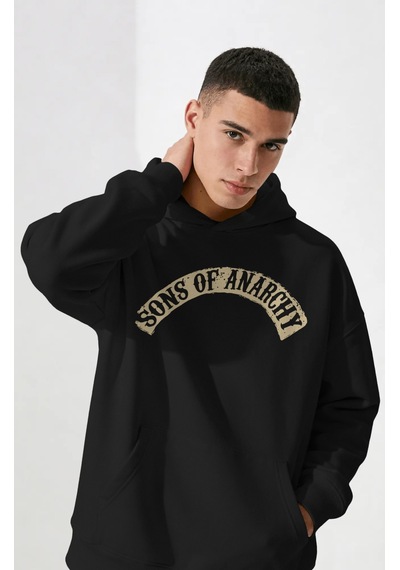 Sevbano Sons Of Anarchy Rock Metal Müzik Grubu Sırt Baskılı Unisex Oversi Siyah